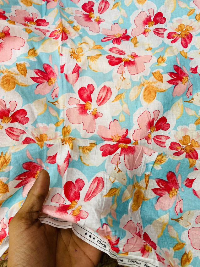 Cut Piece SALE- Premium Pure Designer COTTON PRINTED FABRICS IN SALE - Cut SIZE 0.65 Meter