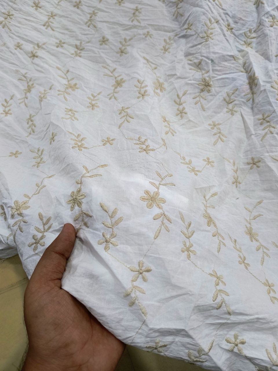 Premium Fine Chikankari Embroidery On Pure Cotton FABRIC (Big WIDTH!!)