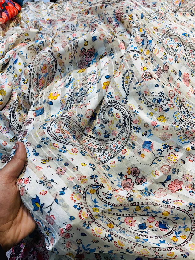 Most Premium Fine Georgette FABRIC With Satin Weaving PRINTED