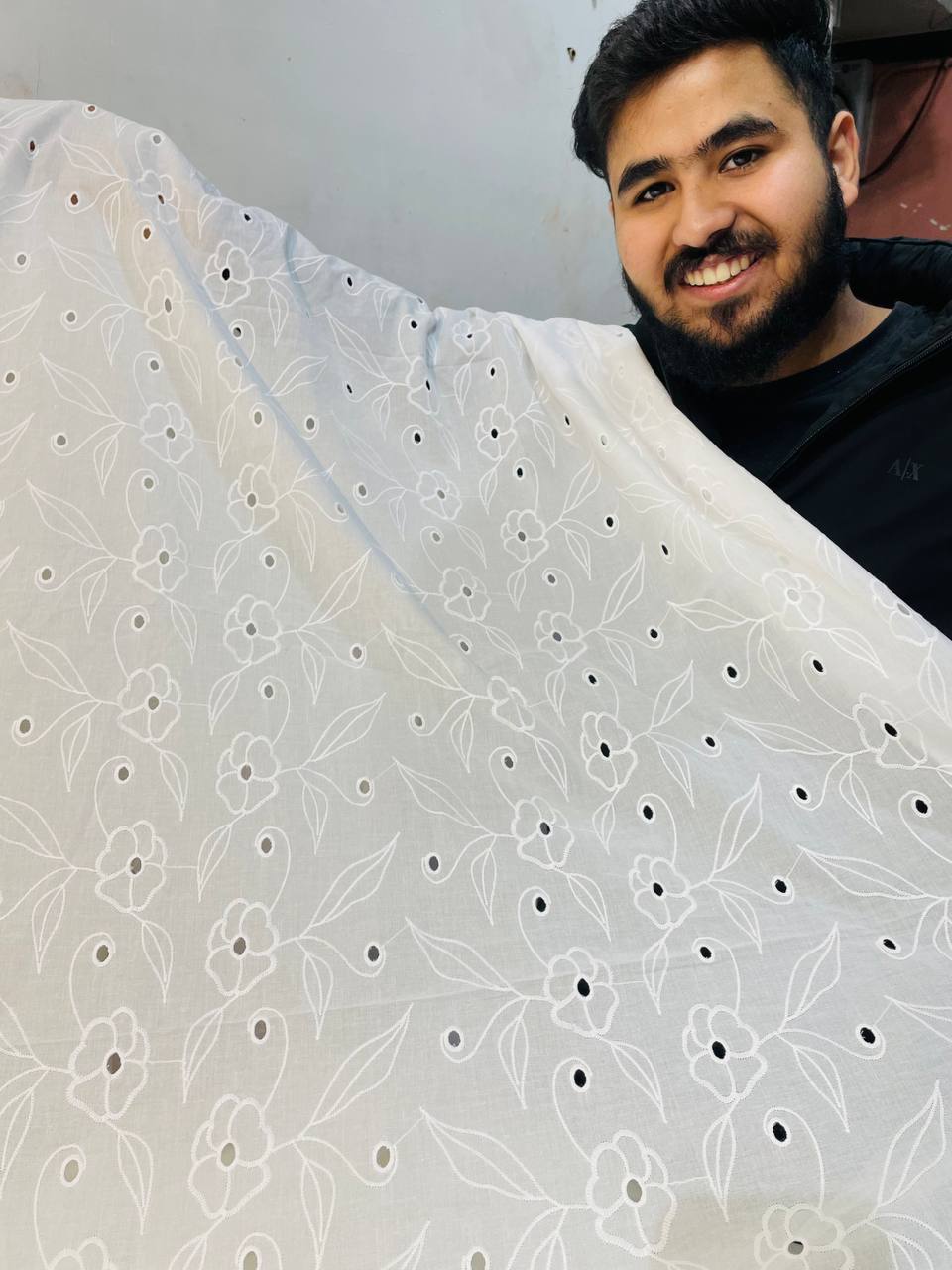 Most Premium Export Quality Of Pure Cotton FABRIC With Fine Chikankari Work (Big WIDTH!!)