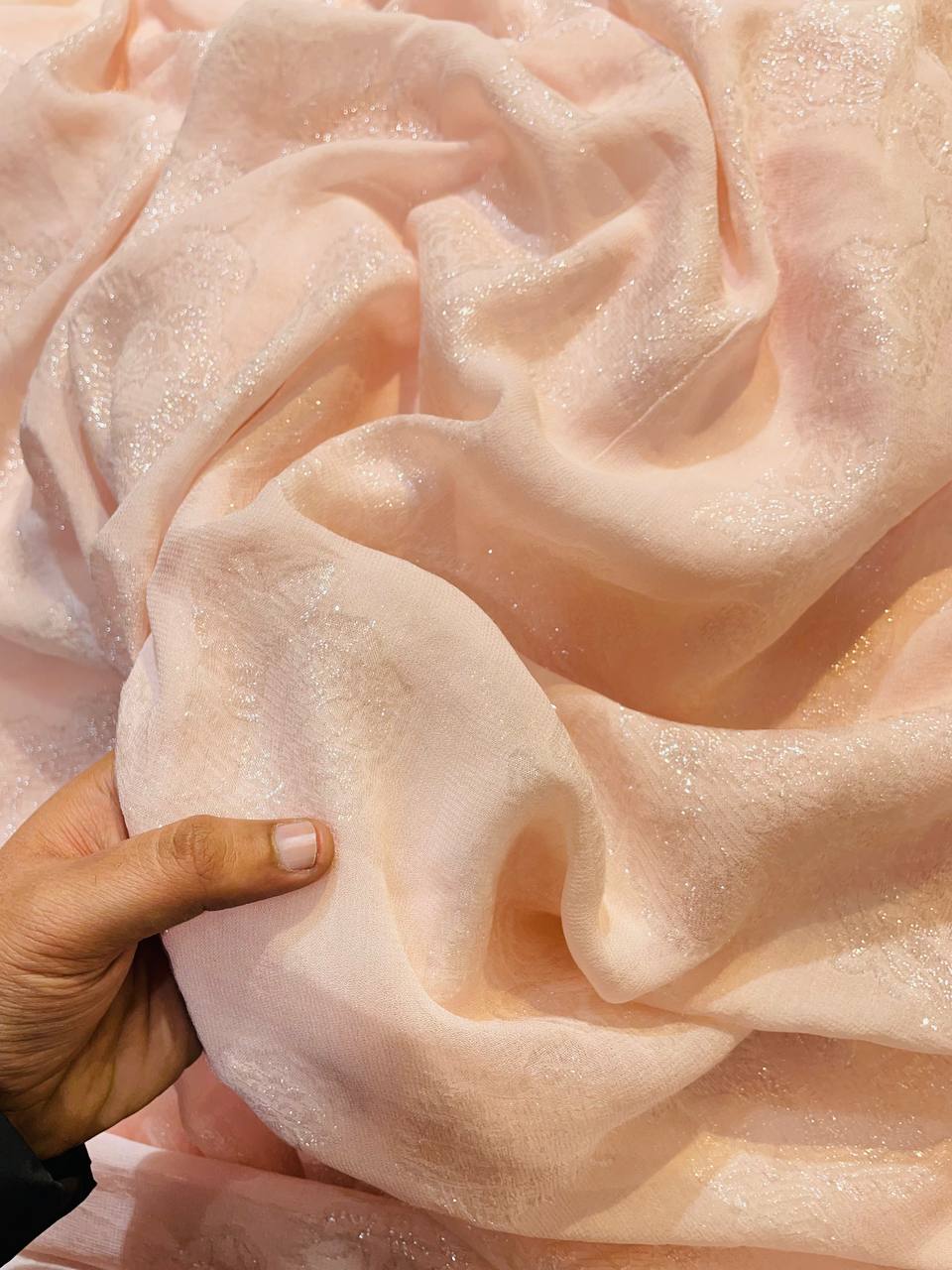 Most Premium Fine Zari Weaving On Pure Vicose Georgette FABRIC (Big WIDTH!!)