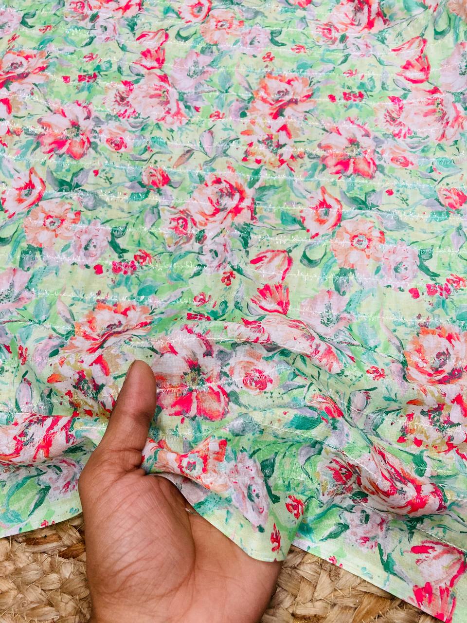 Most Premium Georgette PRINTED FABRIC With Fine Embroidery