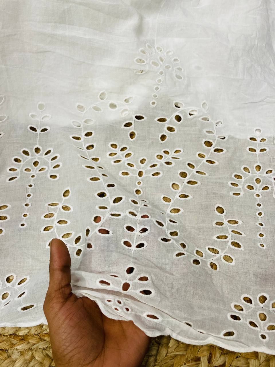 Premium Cotton HAKUBA CHIKANKARI FABRIC (Short WIDTH!!)