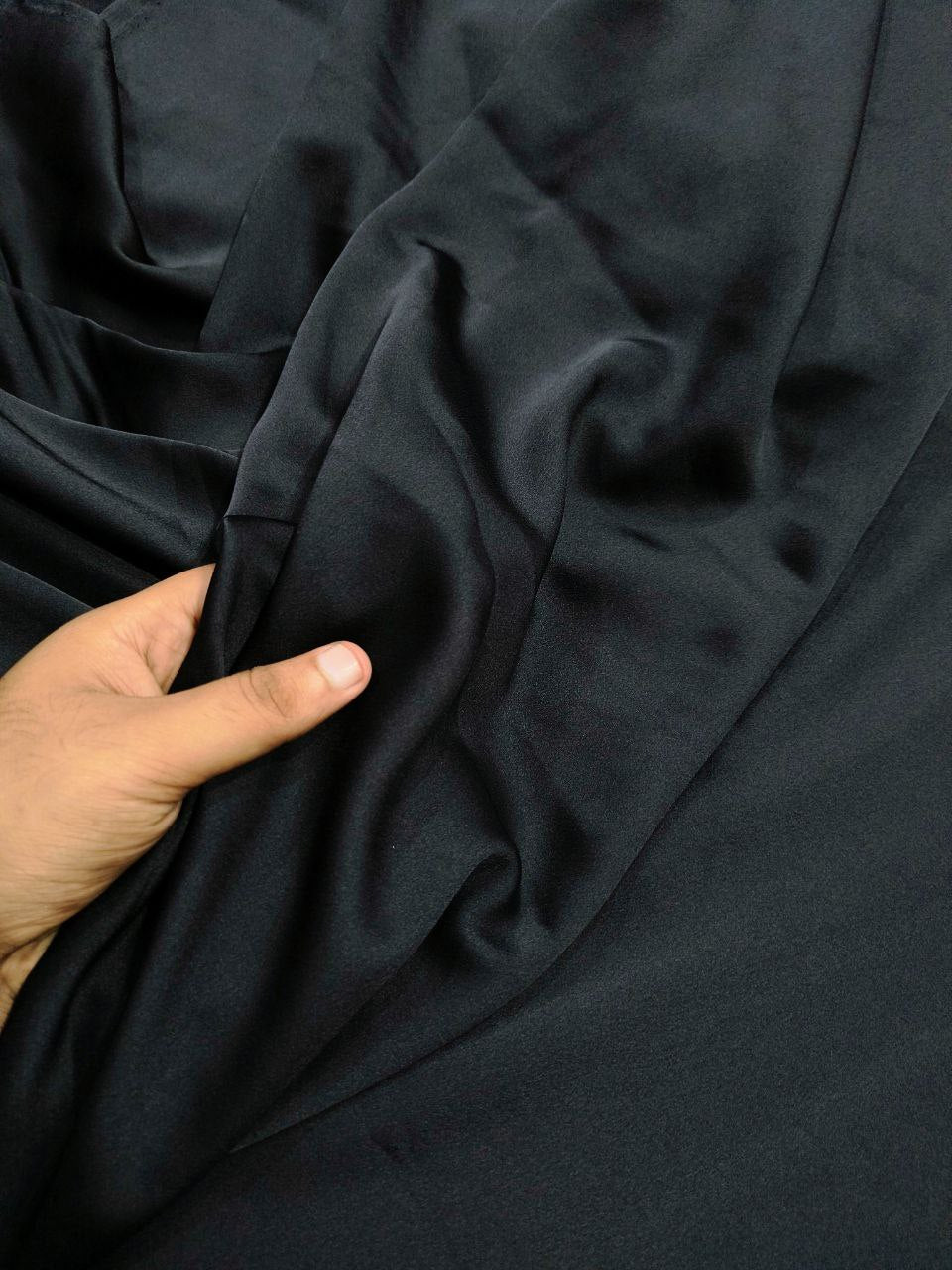 Premium Pure Modal Satin Fabric (Big WIDTH!!) - ALL BLACK Colour
