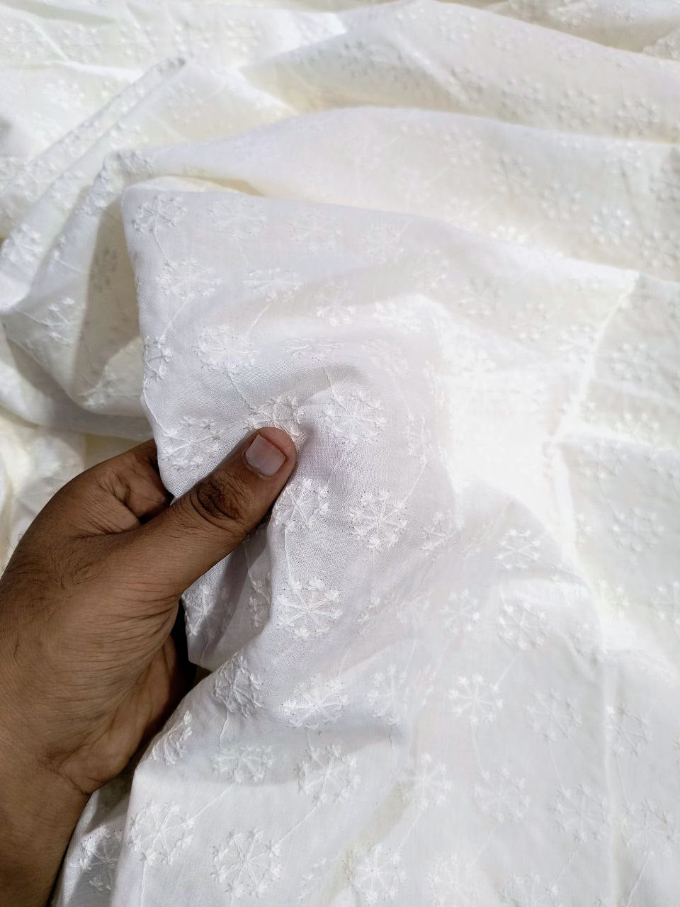 Premium Fine Chikankari Embroidery On Pure Cotton FABRIC (Big WIDTH!!) (Dyeable Also)