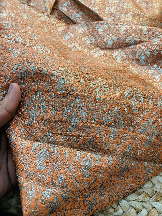 (Cut Piece SALE Fabric) Premium Handloom Banarasi Brocade FABRICS - Cut SIZE: 1.30 Meter