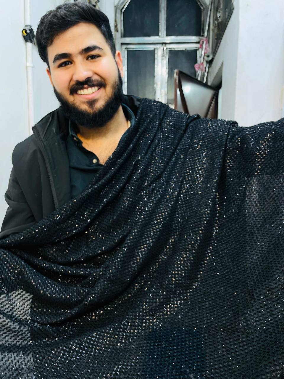 Most Premium Fine Zari Weaving On Pure Vicose Georgette FABRIC (Big WIDTH!!)