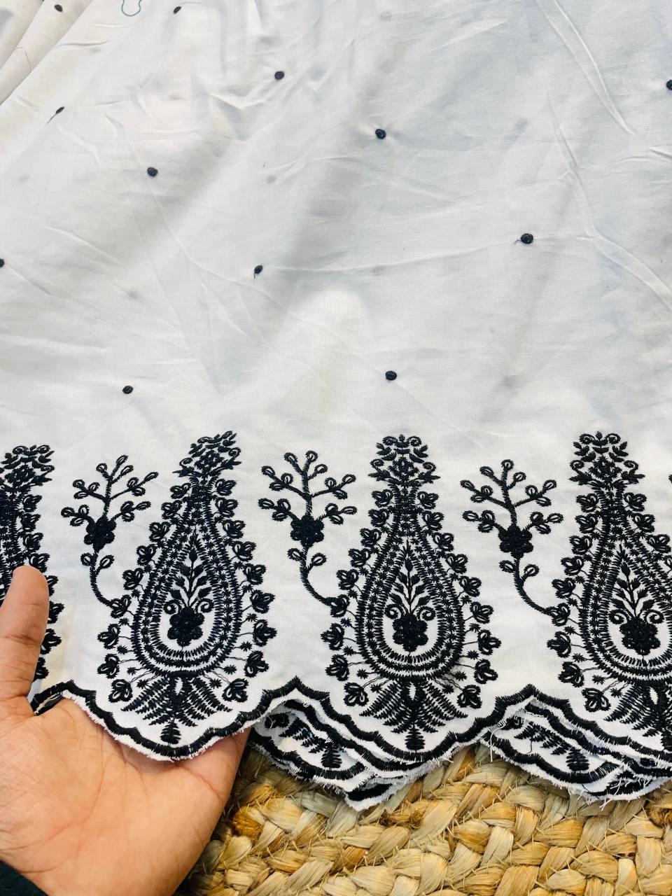 Most Premium Export Quality Of Pure Cotton FABRIC With Fine Embroidery Work (Big WIDTH!!)