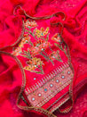 Premium Pure Dola SILK FABRIC With Fine Lace WORK (Complete Suit With Bottom & Dupatta)