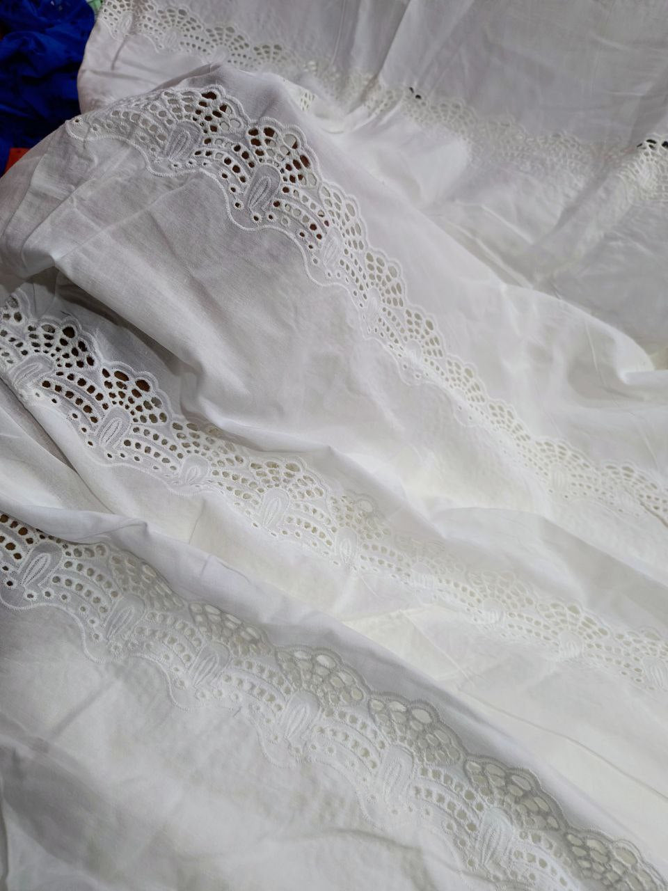Premium Fine Hakuba Chikankari Embroidery On Pure Cotton FABRIC (Big WIDTH!!) (Dyeable Also)