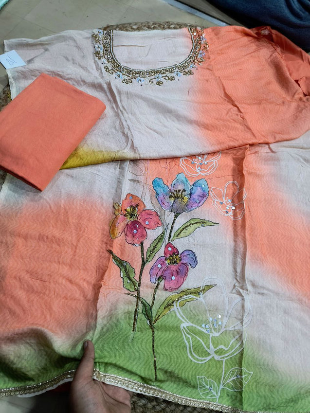Premium Pure Muslin Cotton FABRIC Suit (Complete Suit With Dupatta)