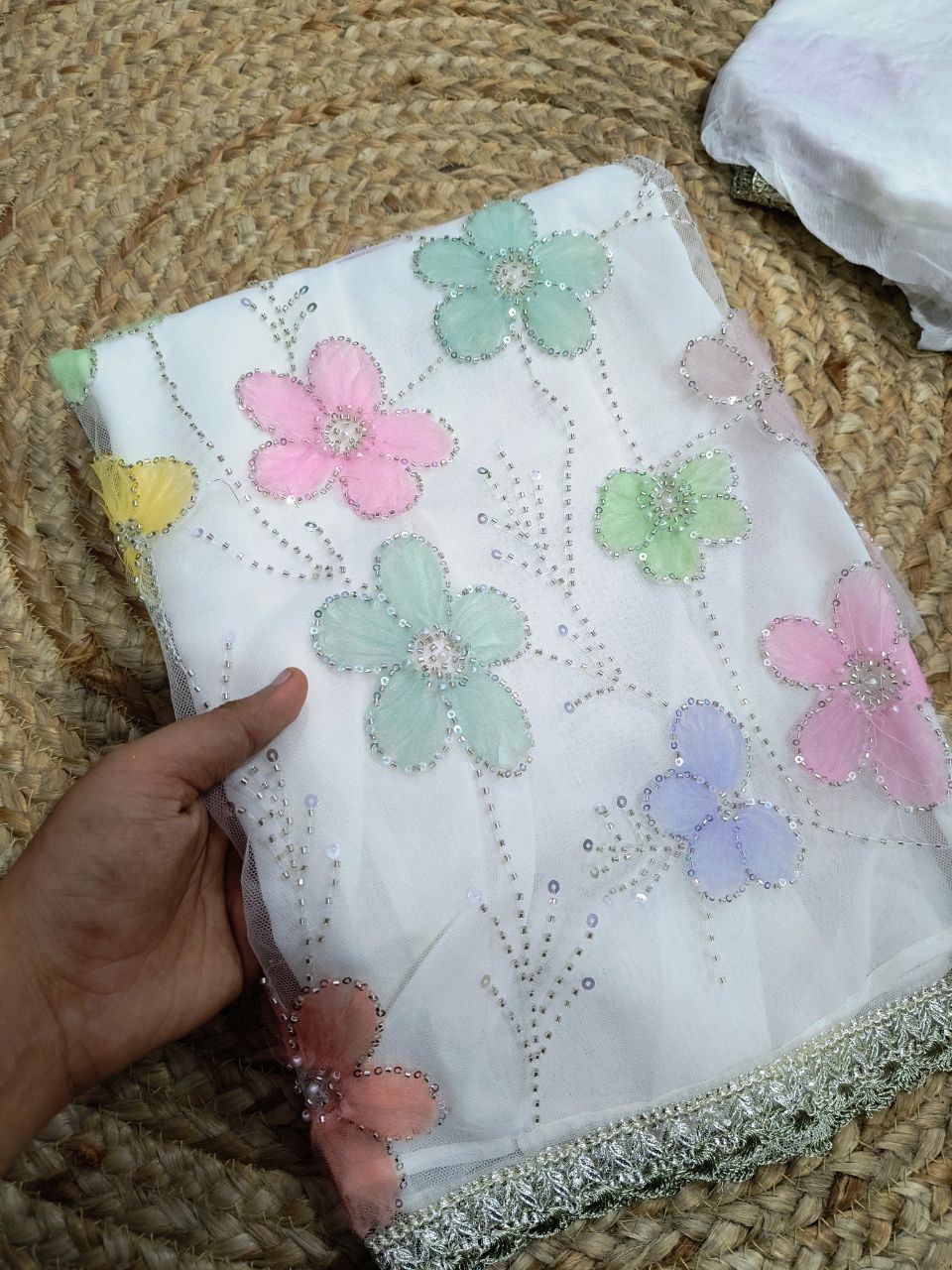 Premium Pure Crystal Organza FABRIC Suit (Complete Suit With Dupatta)