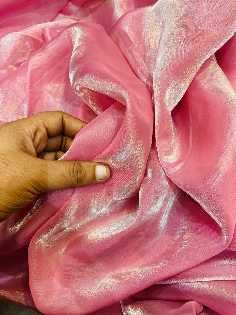 Premium Pure Fandy SILK FABRIC (Pyazi PINK)