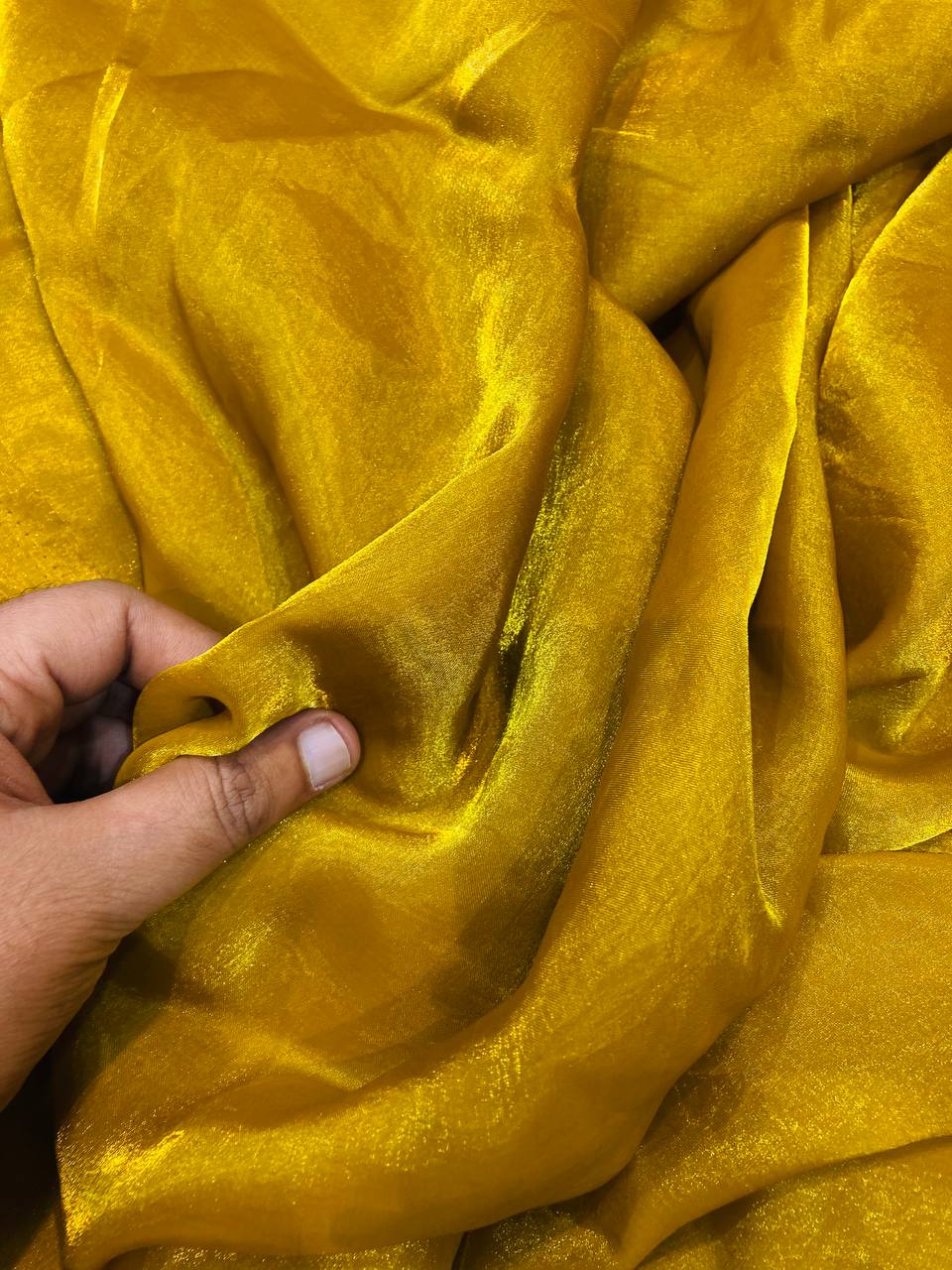 Premium Pure Fandy SILK FABRIC (Yellow GOLD)