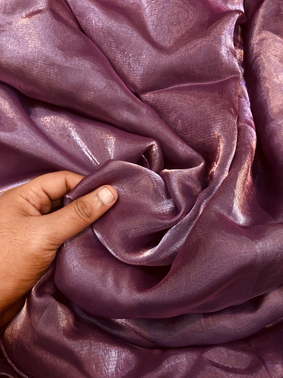 Premium Pure Fandy SILK FABRIC (Purple Mauve)