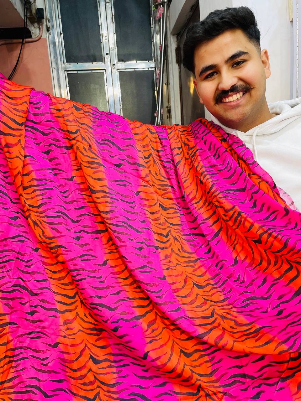 Most Premium Export Quality Pure Modal Gaji Silk Satin FABRIC - Printed (Big WIDTH!!)