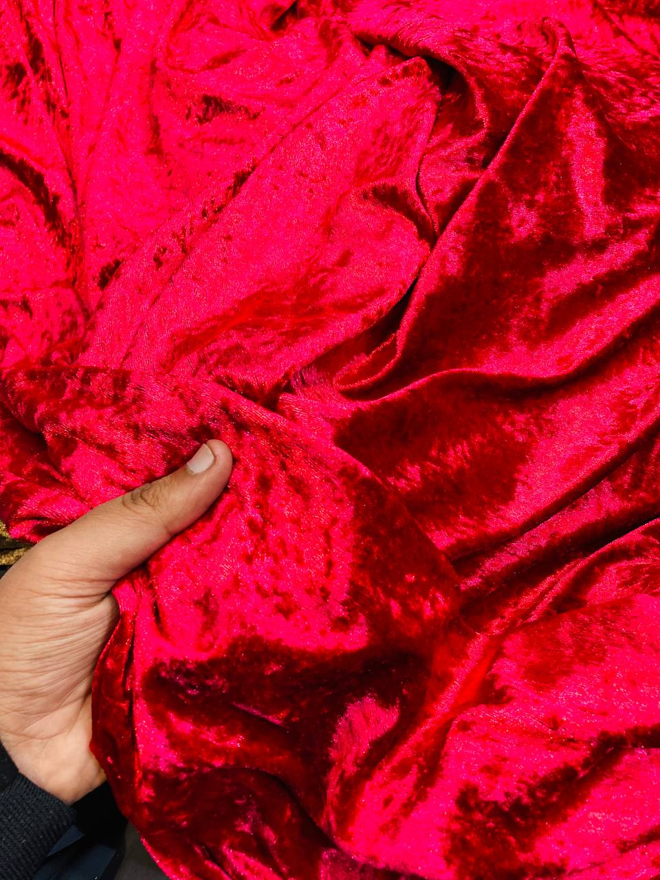 Most Premium Dimond ICE Velvet FABRIC - Hot Pink (Big WIDTH!!)