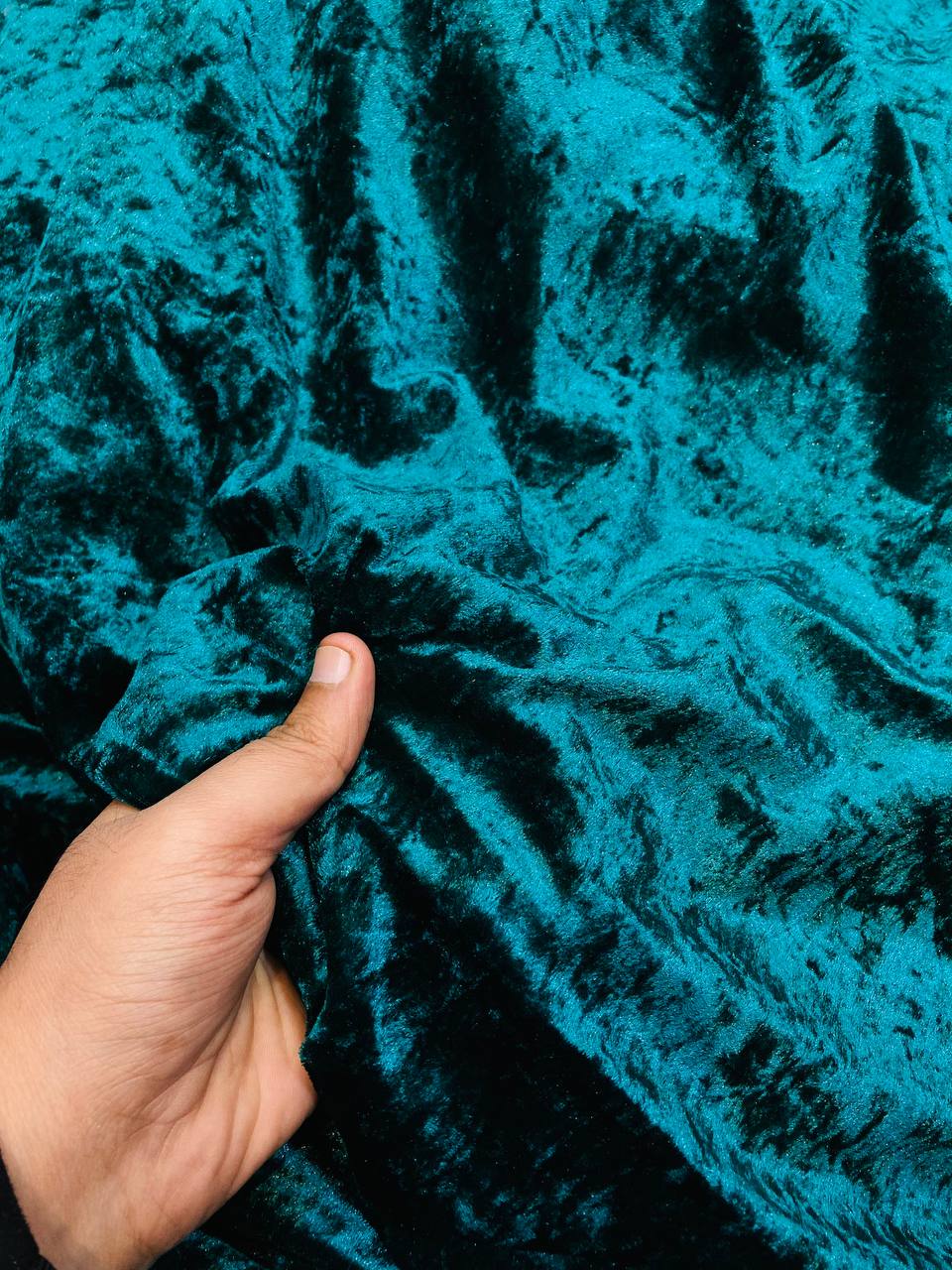 Most Premium Dimond ICE Velvet FABRIC - Mor Pankhi (Big WIDTH!!)