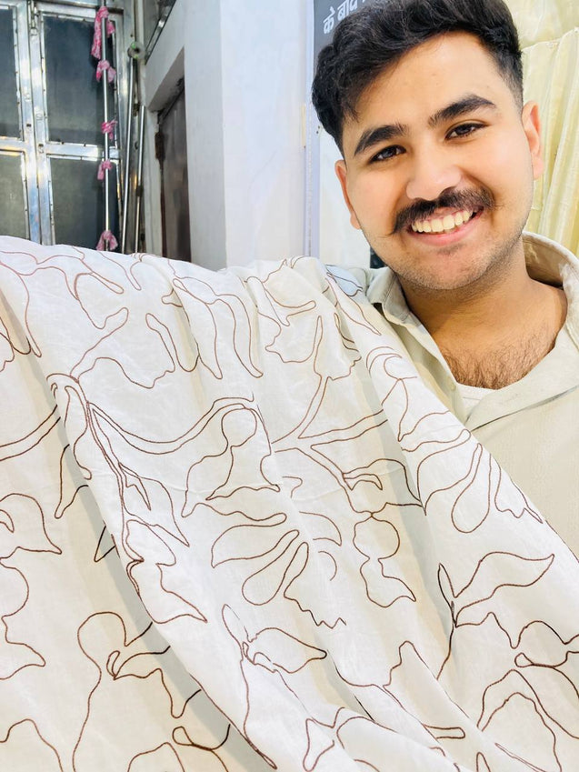 Most Premium Pure Mul Cotton FABRIC with Fine Dori Work
