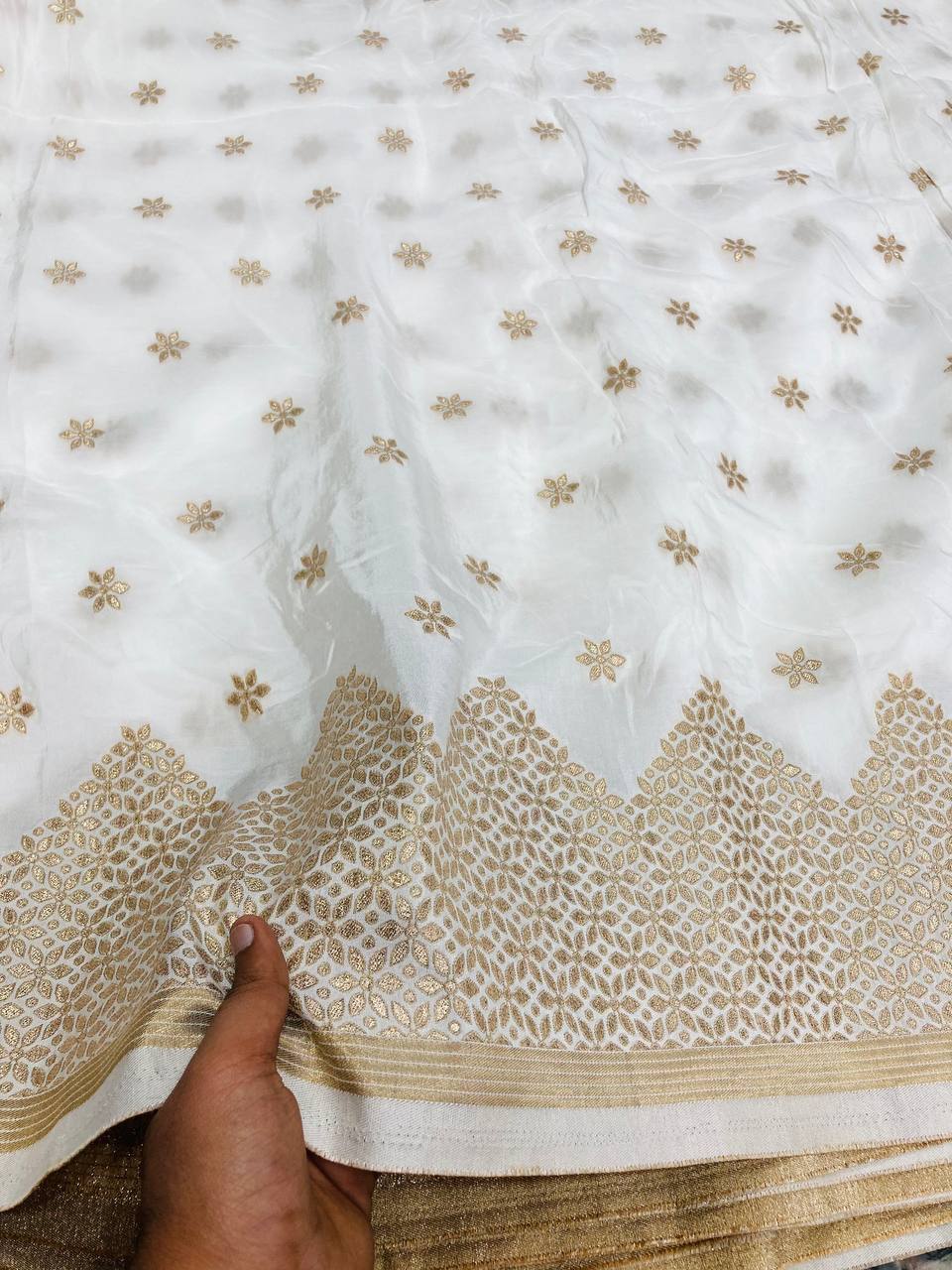 Most Premium Banarasi Dola Silk FABRIC - DYEABLE ALSO (Big WIDTH!!)