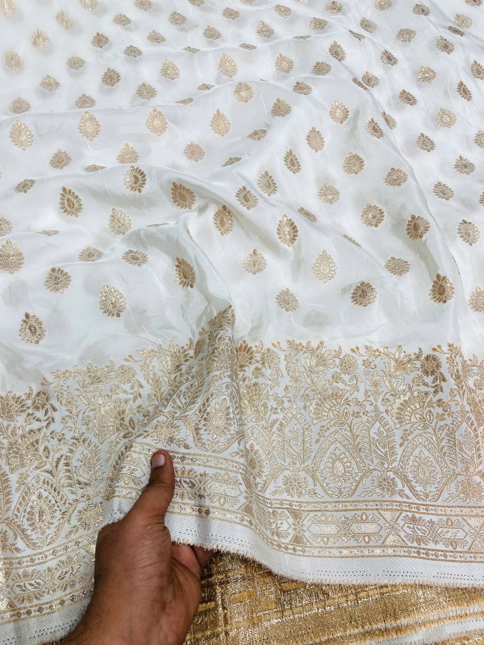 Most Premium Banarasi Dola Silk FABRIC - DYEABLE ALSO (Big WIDTH!!)