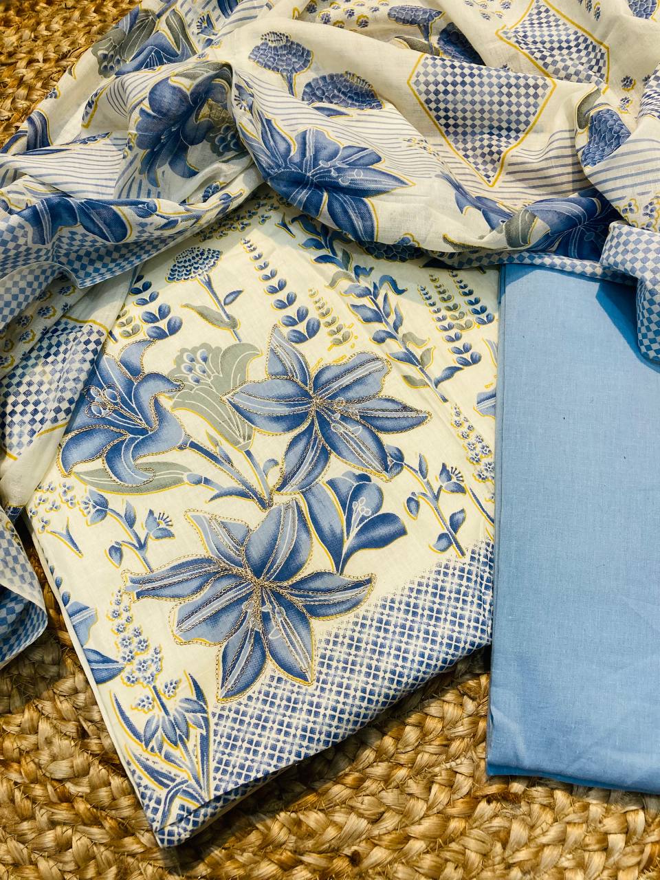 Premium Pure Cotton FABRIC Printed Pakistani Suit (Complete Suit With Bottom & Dupatta)