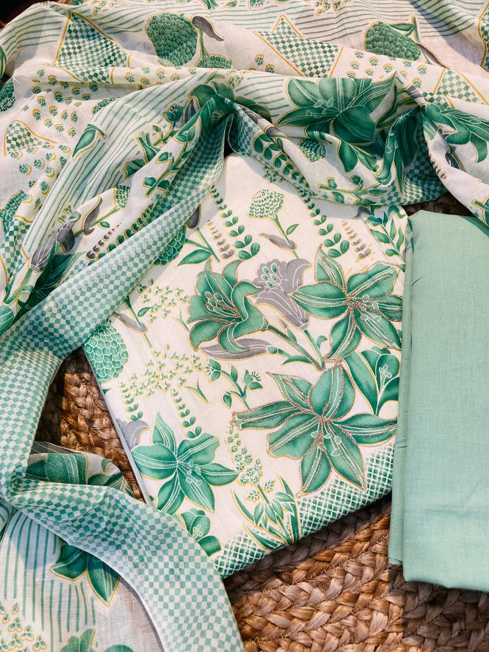 Premium Pure Cotton FABRIC Printed Pakistani Suit (Complete Suit With Bottom & Dupatta)