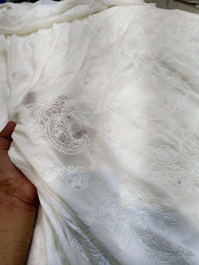 Premium Fine Chikankari Embroidery On Pure Georgette FABRIC