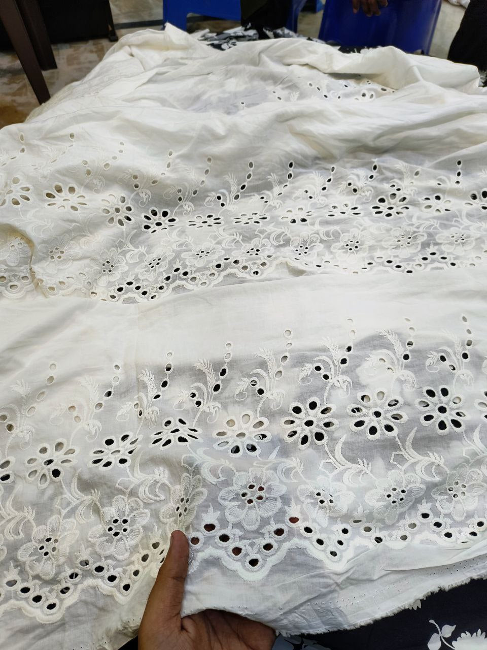 Premium Fine Hakuba Chikankari Embroidery On Pure Cotton FABRIC (Dyeable Also)
