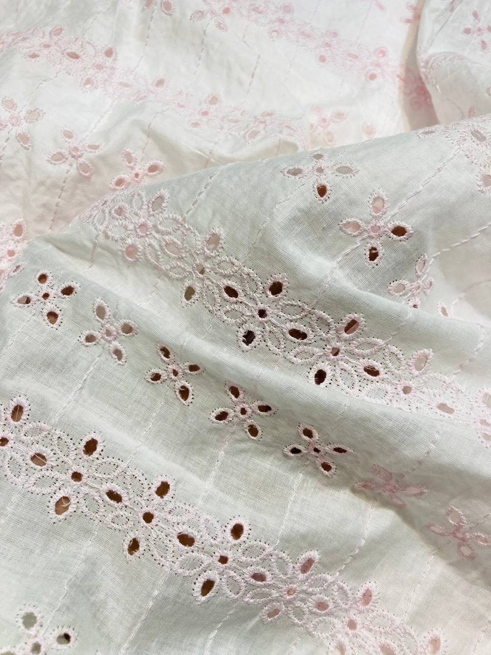 Most Premium Export Quality Of Pure Cotton FABRIC With Fine Chikankari Work (Big WIDTH!!)