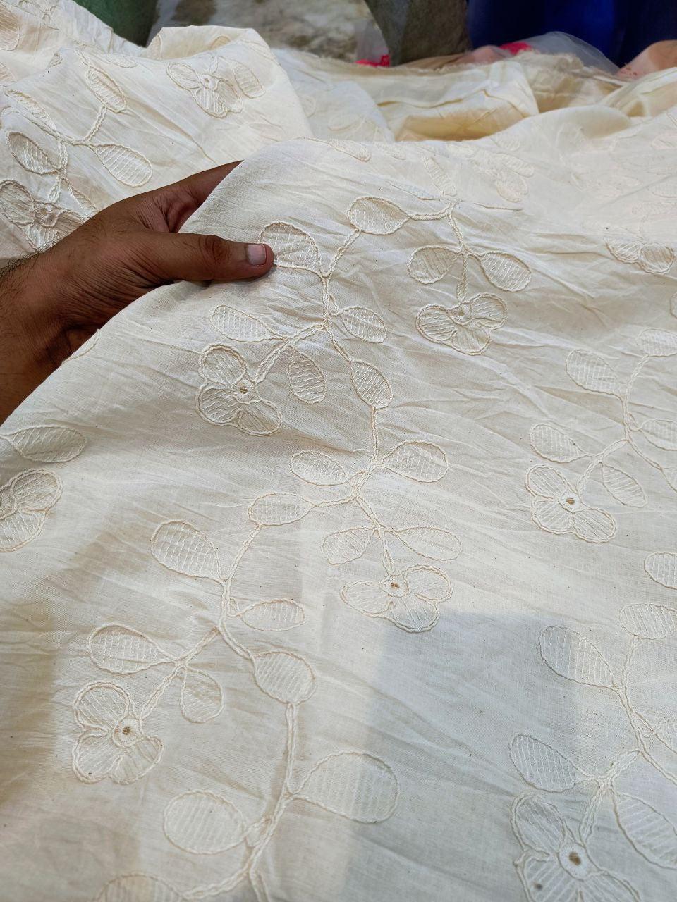 Most Premium Pure Cotton FABRIC With Fine Dori Embroidery (Dyeable Also)