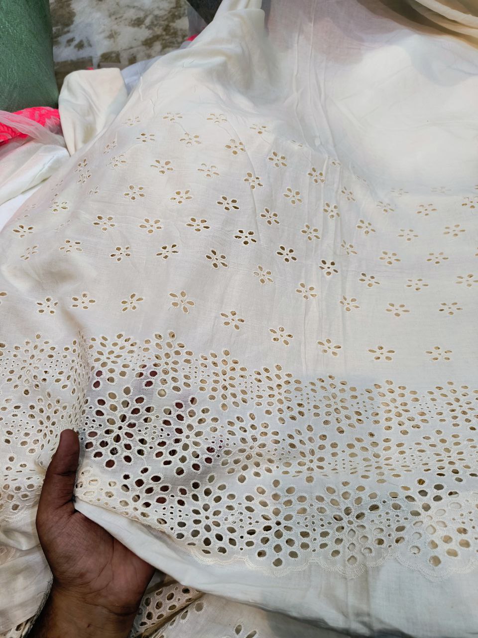 Premium Fine Hakuba Chikankari Embroidery On Pure Cotton FABRIC (Big WIDTH!!) (Dyeable Also)