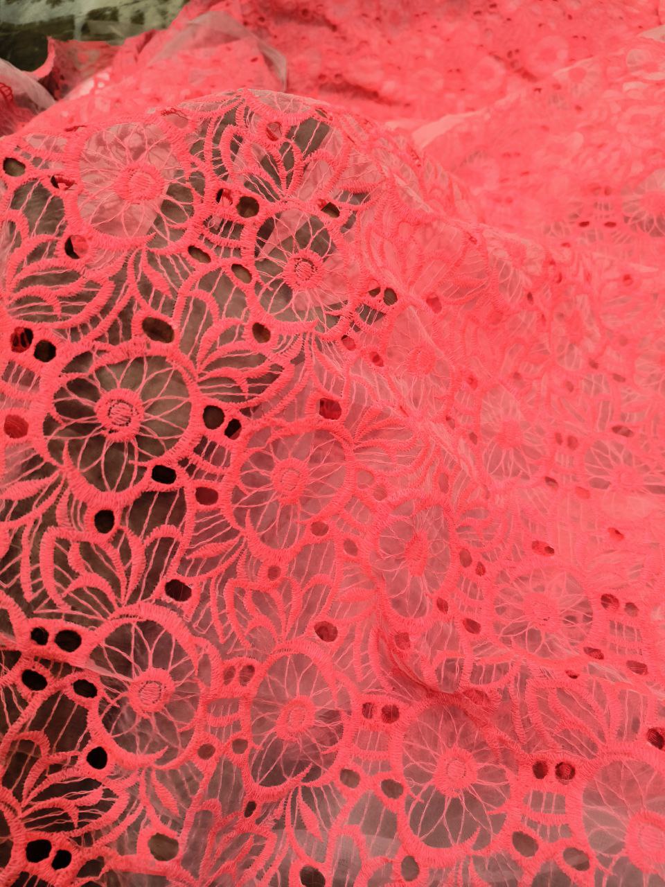 Premium Fine Hakuba Chikankari Embroidery On Pure Organza FABRIC (Big WIDTH!!)