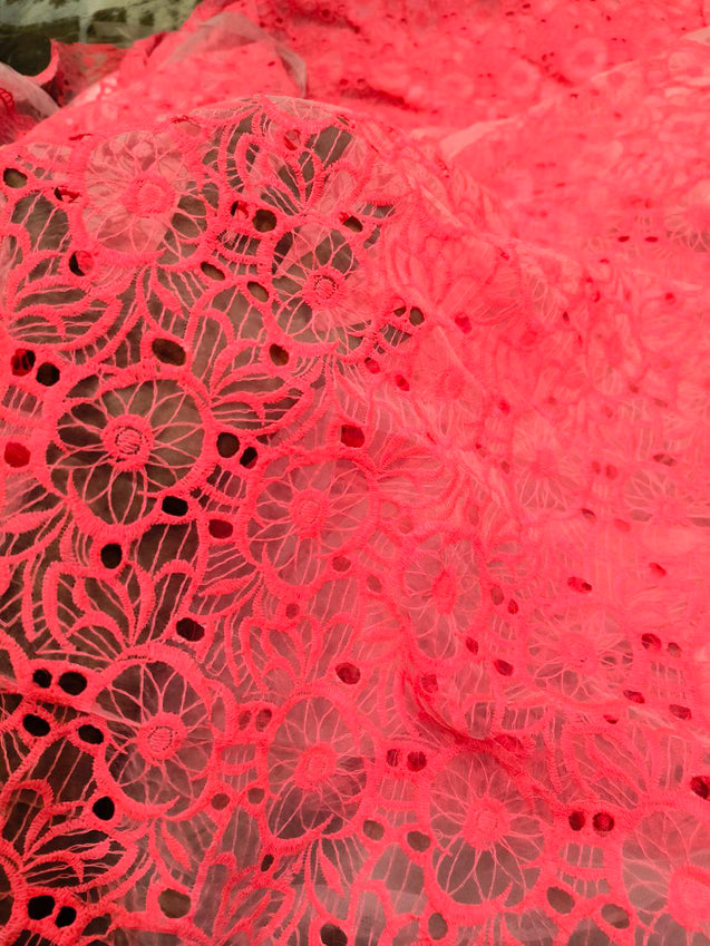 Premium Fine Hakuba Chikankari Embroidery On Pure Organza FABRIC (Big WIDTH!!)