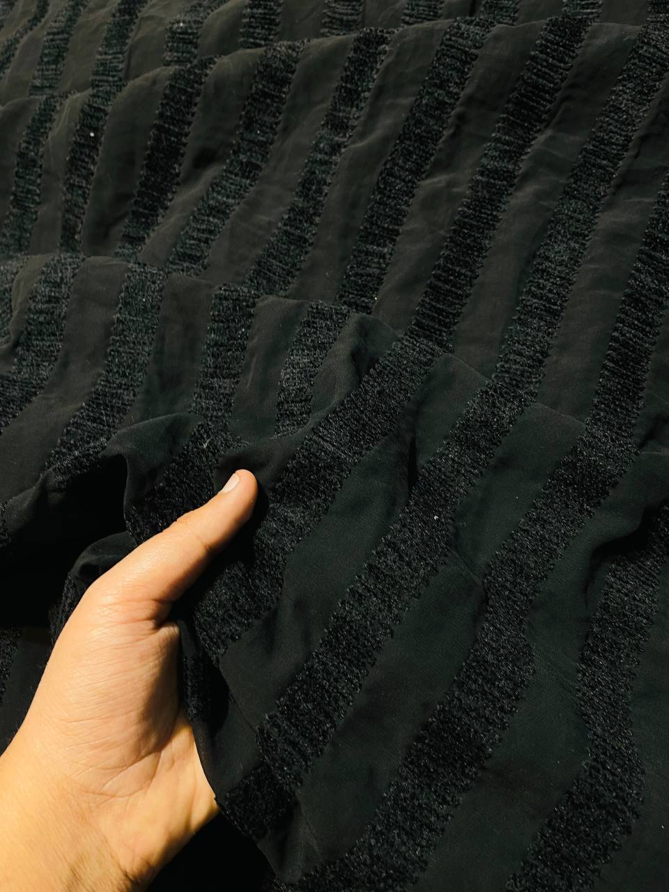 Most Premium Fine Ribbon Thread Work On Pure Vicose Georgette FABRIC (Big WIDTH!!)