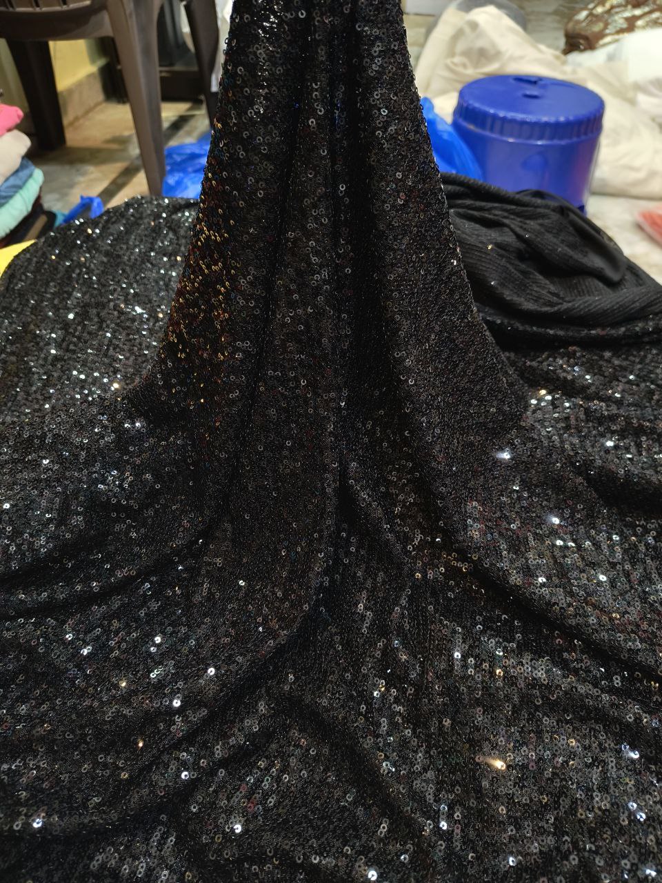 Most Premium Imported Stretchable LYCRA Power Net FABRIC With Fine Sequin Work (Big WIDTH!!)