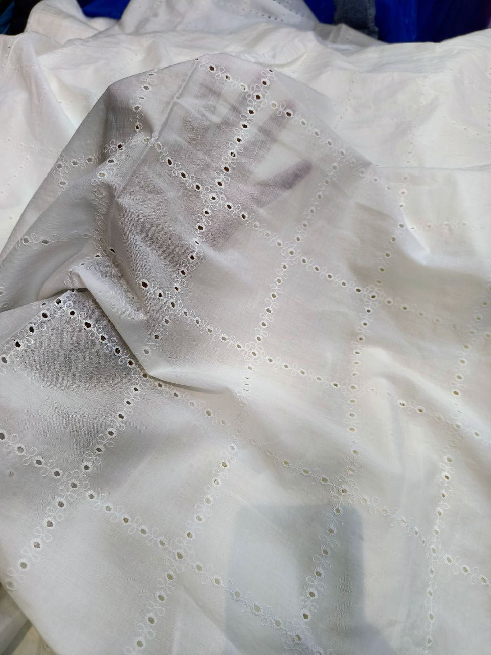Premium Fine Hakuba Chikankari Embroidery On Pure Cotton FABRIC (Big WIDTH!!) (Dyeable Also)