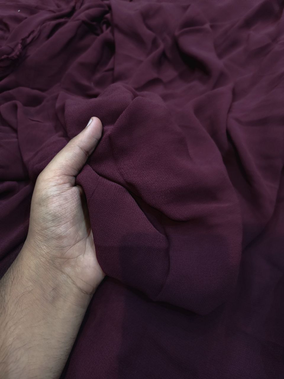 Most Premium Pure Viscose Georgette FABRIC (Purple WINE) (Big WIDTH!!)