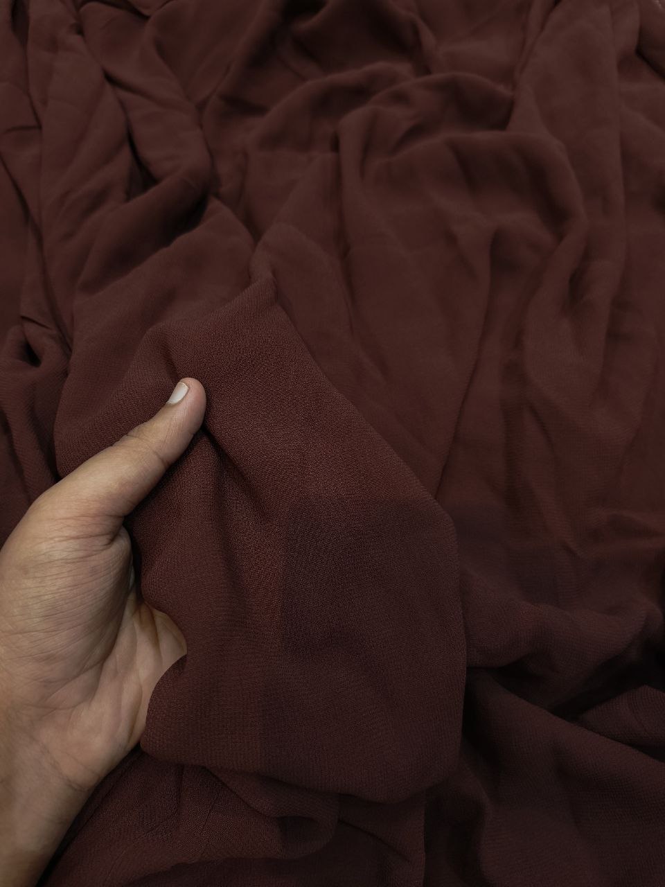 Most Premium Pure Viscose Georgette FABRIC (Brown) (Big WIDTH!!)