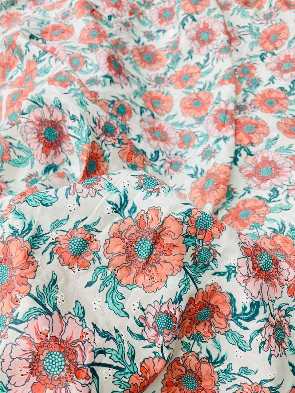 Most Premium Pure Modal Cotton FABRIC With Fine Hakuba Chikankari Embroidery & Printed (Big WIDTH!!)