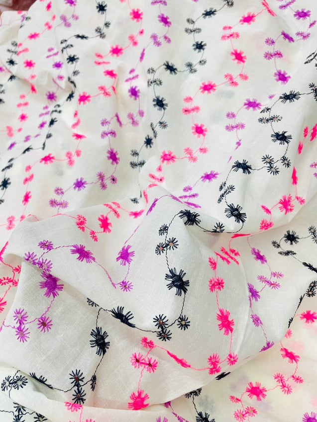 Most Premium Pure Cotton FABRIC With Fine Hakuba Chikankari Embroidery (Big WIDTH!!)