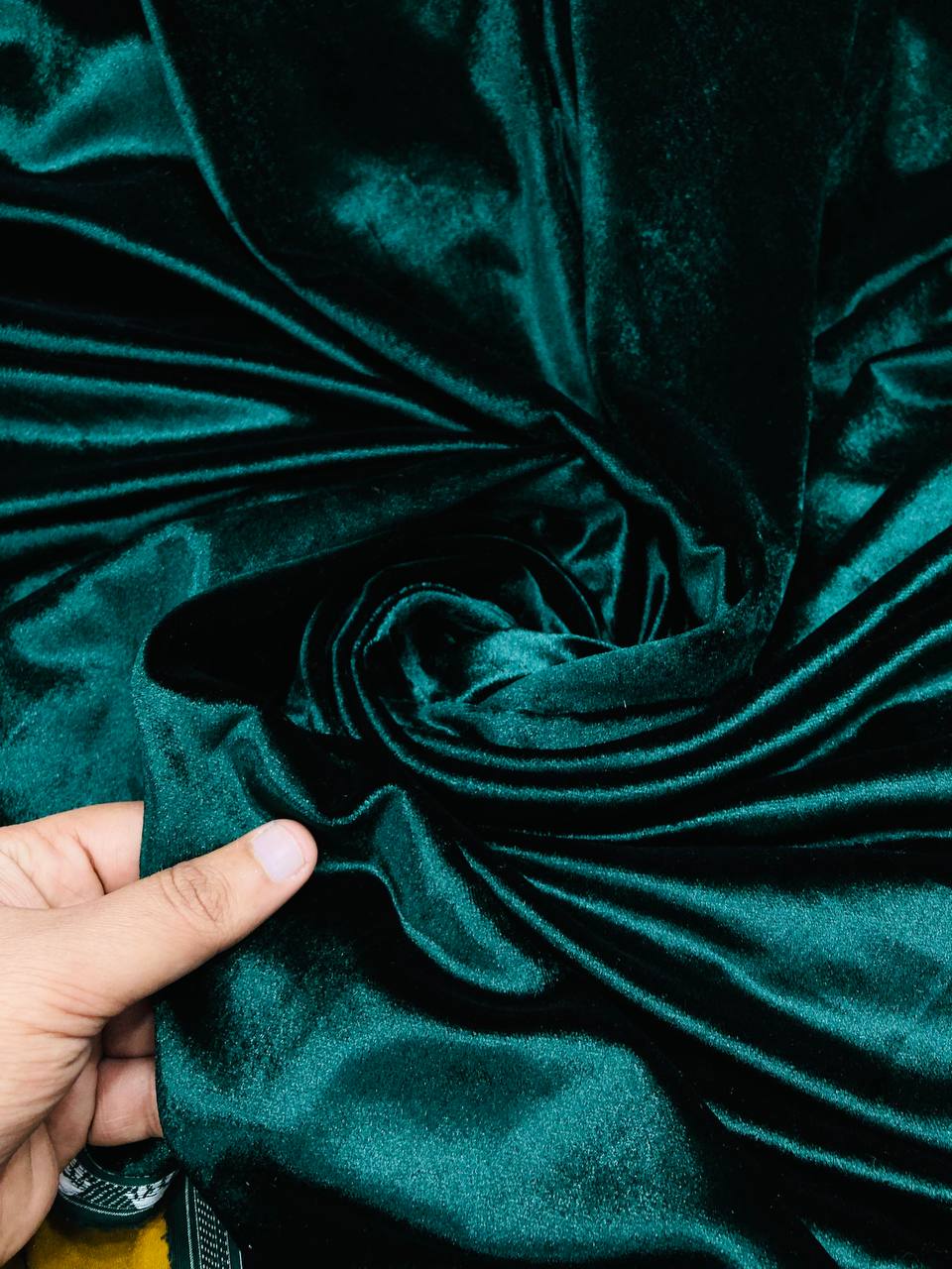 Premium Pure Imported Silk Velvet FABRIC - DARK GREEN