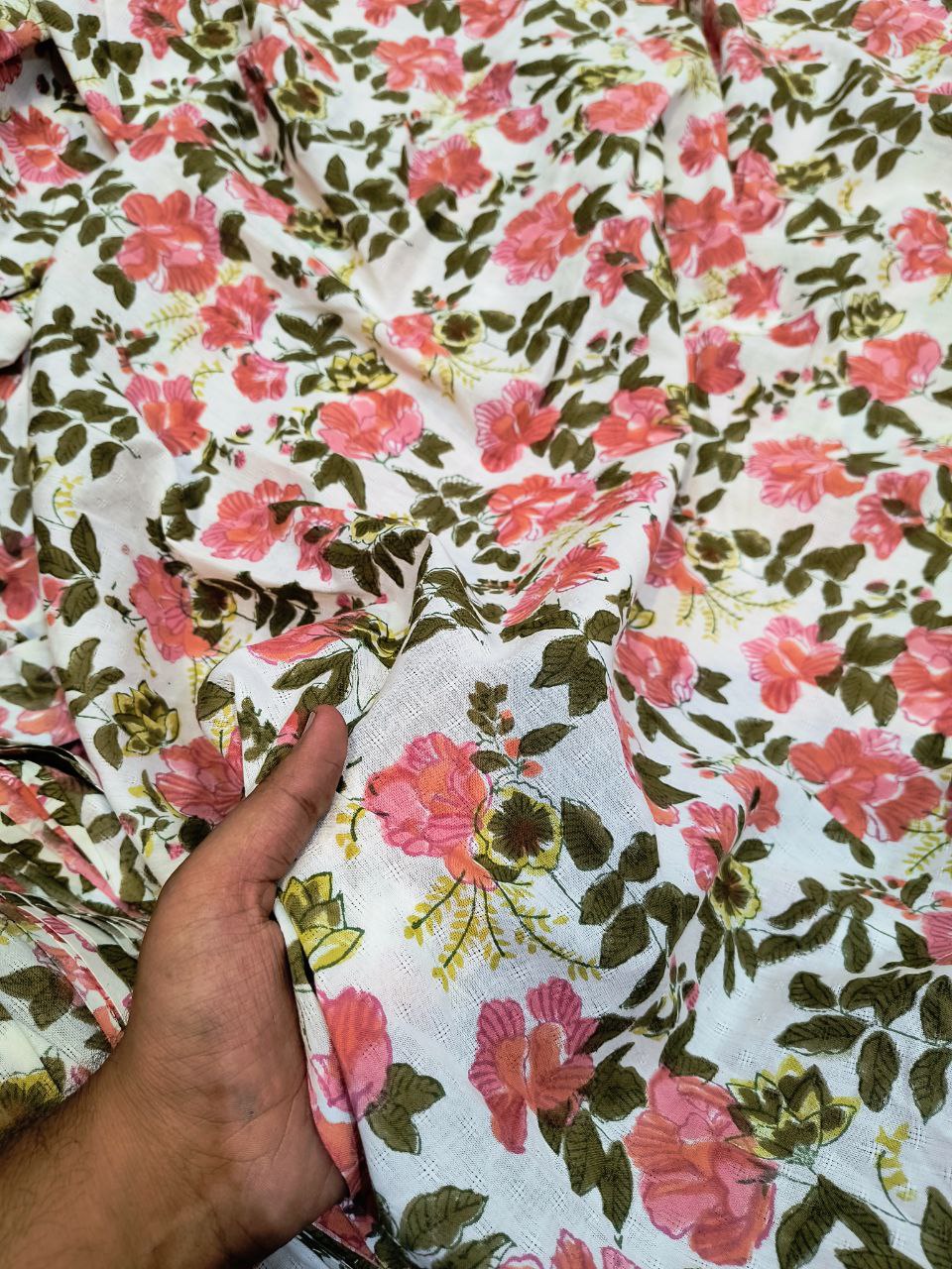 Most Premium Hand Print On Pure Dobby Cotton FABRIC