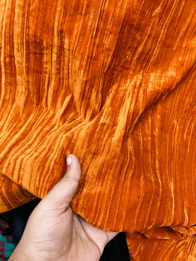 Premium Imported Crushed Velvet 9000 FABRIC - Camel Brown