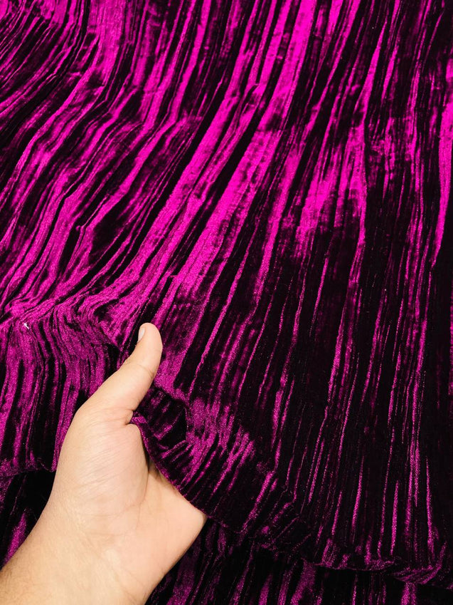 Premium Imported Crushed Velvet 9000 FABRIC - Purple Wine