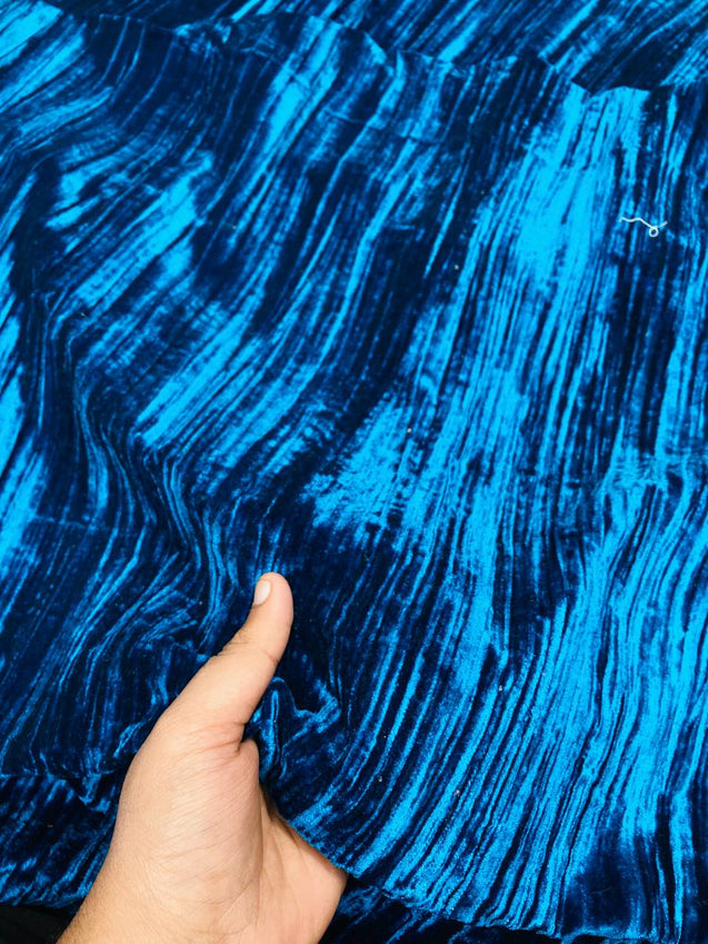 Premium Imported Crushed Velvet 9000 FABRIC - MOR PANKHI