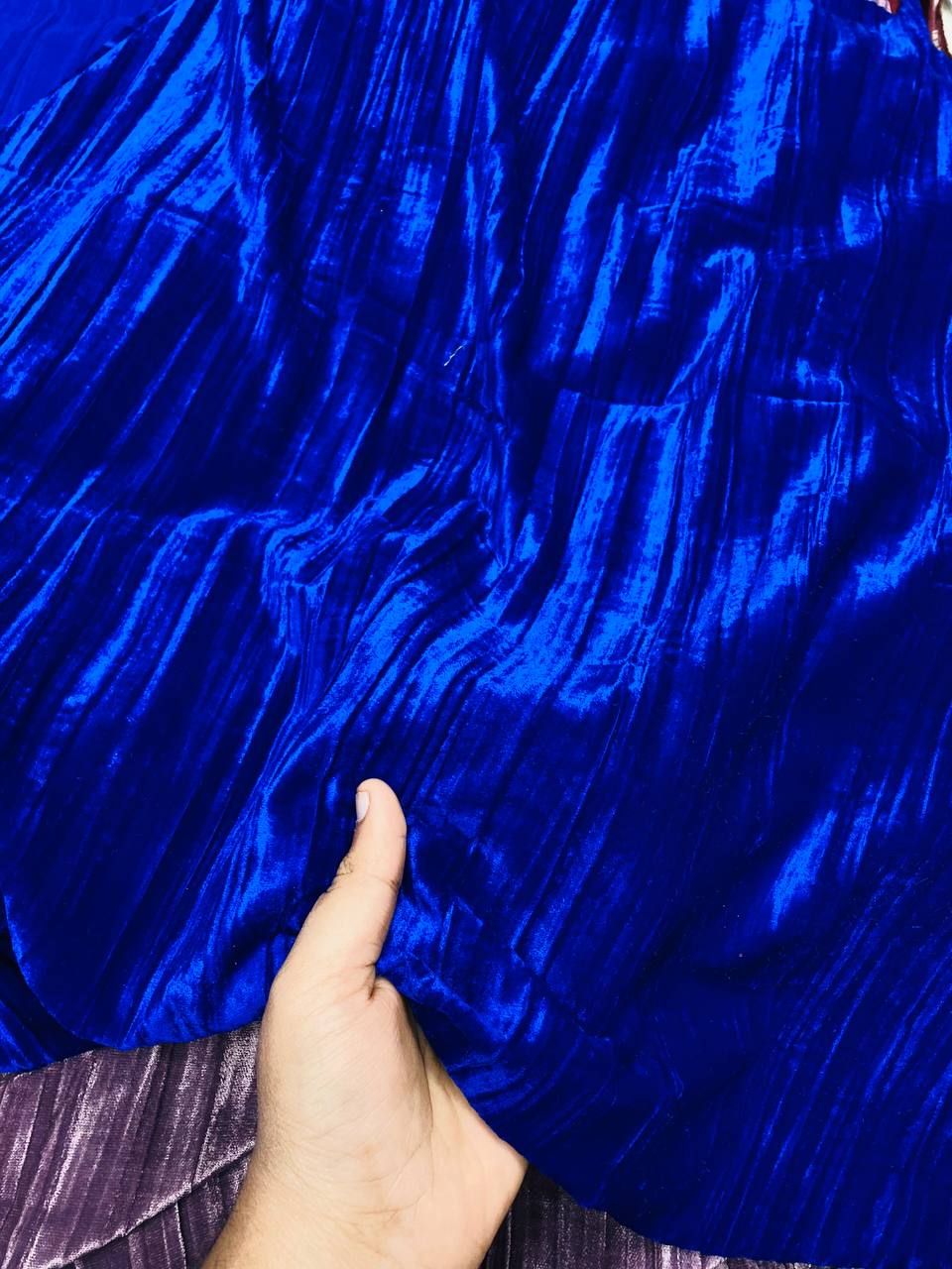 Premium Imported Crushed Velvet 9000 FABRIC - Royal BLUE