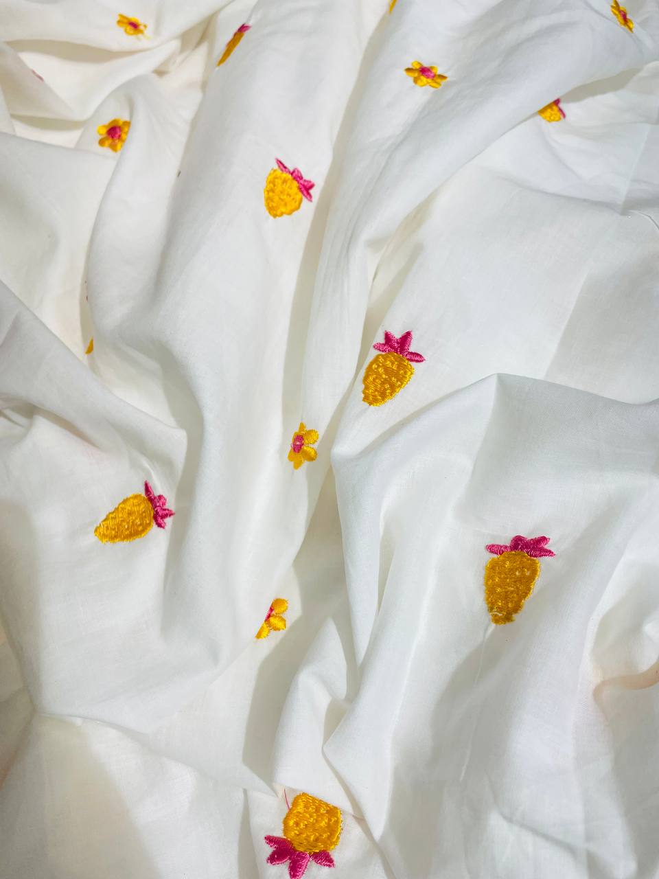 Premium Fine Resham Thread Embroidery On Pure Modal Cotton FABRIC (Big WIDTH!!)