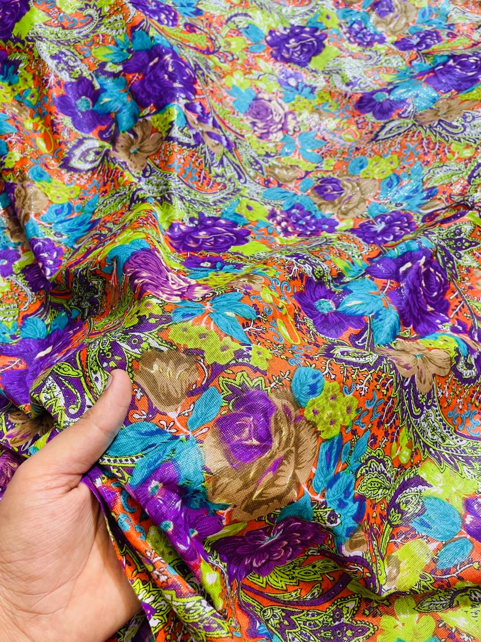 Most Premium Quality Of Pure Cotton Shimmer FABRIC - Printed