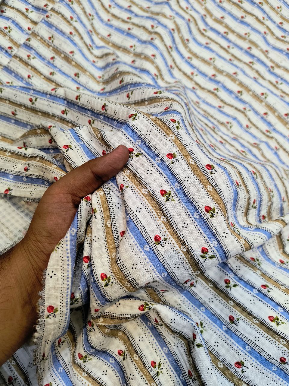 Most Premium Pure Dobby LINEN PRINTED Cotton FABRIC (Big WIDTH!!)